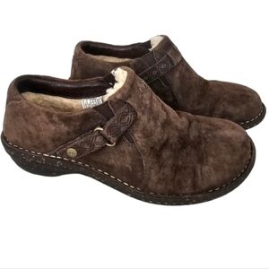 UGG Brown Suede Shearling-Lined Slip-On Mules
